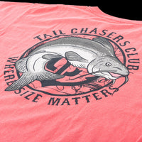 Where Size Matters short sleeve catfish fishing t-shirt. Watermelon Red.