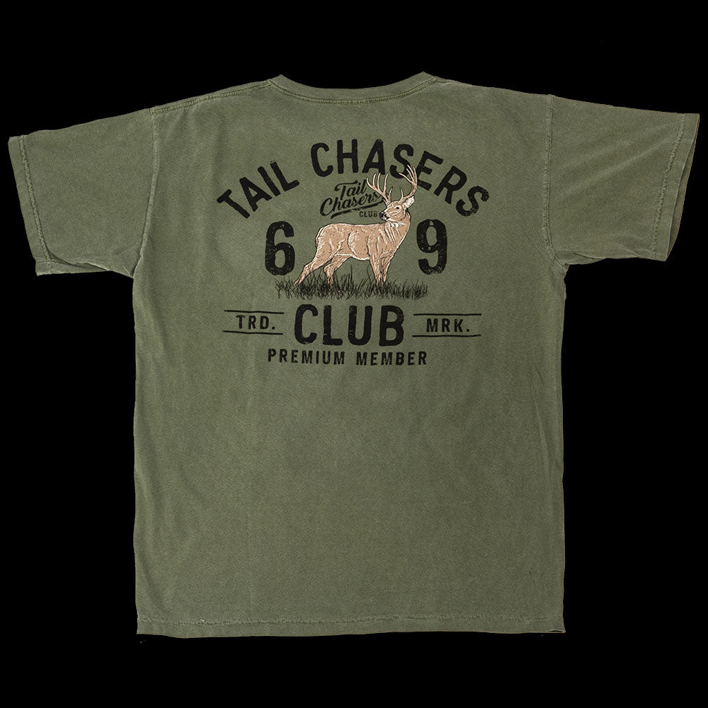 Tail-chasers-club-deer-hunting-short-sleeve-t-shirt-forest-green-TCC-1