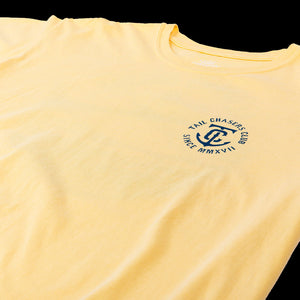 Always online short sleeve fishing t-shirt. Banana Yellow. Tuna Fish. Front