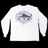 Tail-chasers-club-marlin-long-sleeve-t-shirt-white-fishing-red-white-blue-usa-TCC-1