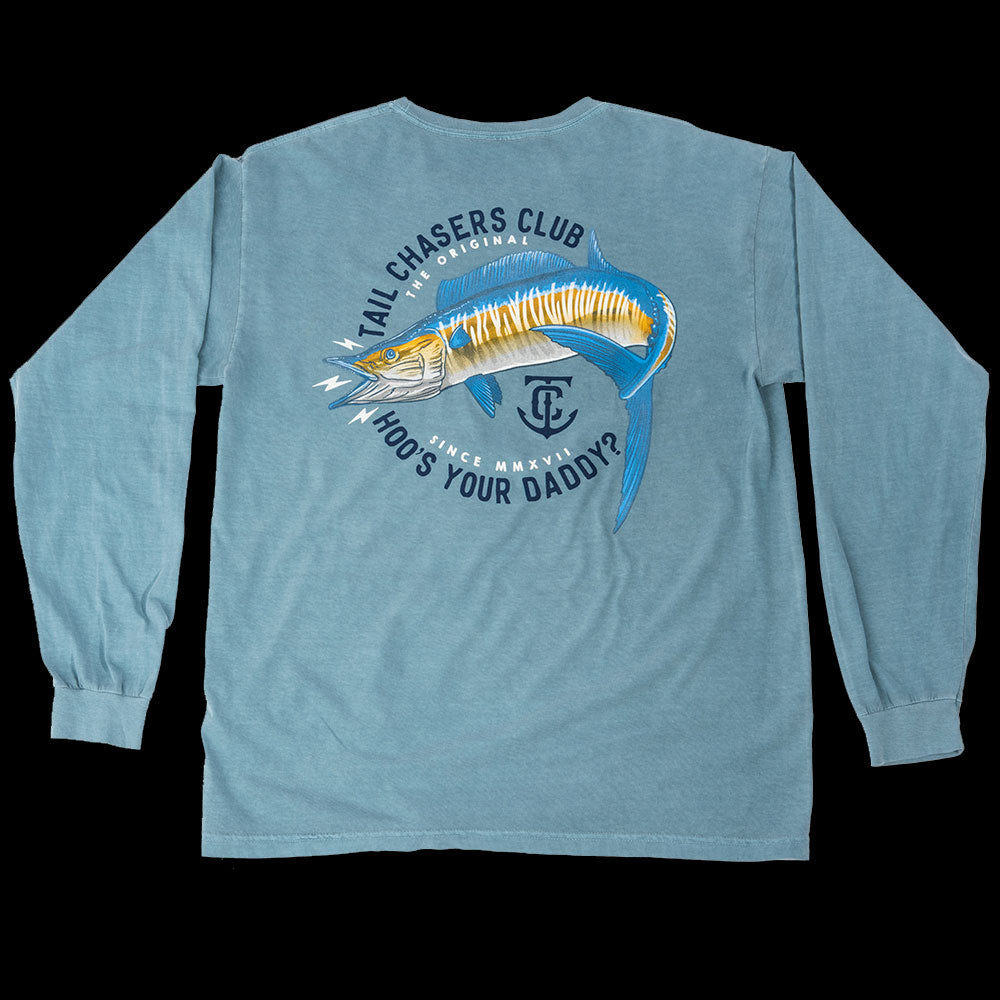 Tail-chasers-club-wahoo-fish-long-sleeve-t-shirt-Ice-blue-fishing-TCC-1