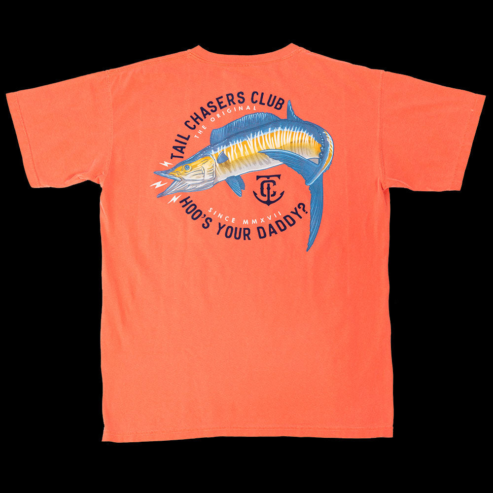 Tail-chasers-club-wahoo-fish-short-sleeve-t-shirt-melon-Orange-fishing-TCC-1