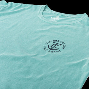 Tail-chasers-club-walleye-fish-reel-short-sleeve-t-shirt-seafoam-green-fishing-TCC-4